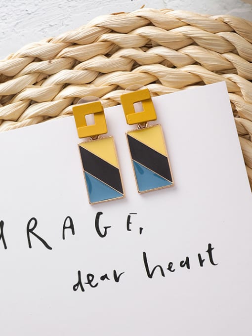 A yellow Alloy With Gold Plated Simplistic Geometric Drop Earrings