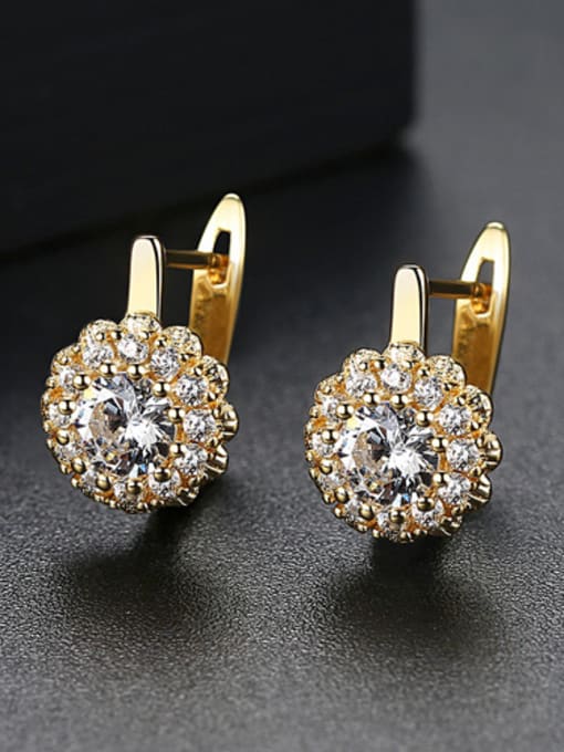 18K Gold Copper inlaid AAA zircon Stud Earrings