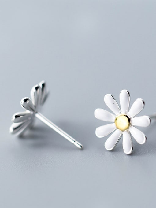 Rosh 925 Sterling Silver With Silver Plated Cute Flower Stud Earrings 2