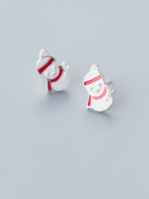 Rosh 925 Sterling Silver With Platinum Plated Cartoon little Snowman Christmas Old Mman Stud Earrings 0