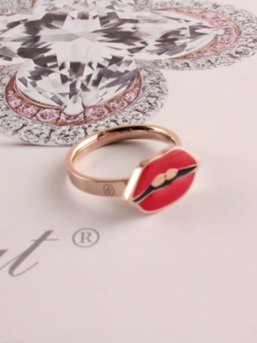 GROSE Red Lip Fashion Titanium Ring 1