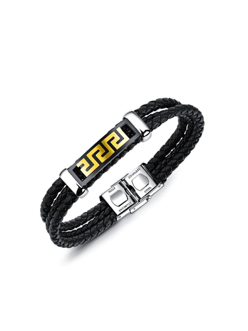 Open Sky Fashion Three-band Artificial Leather Woven Bracelet