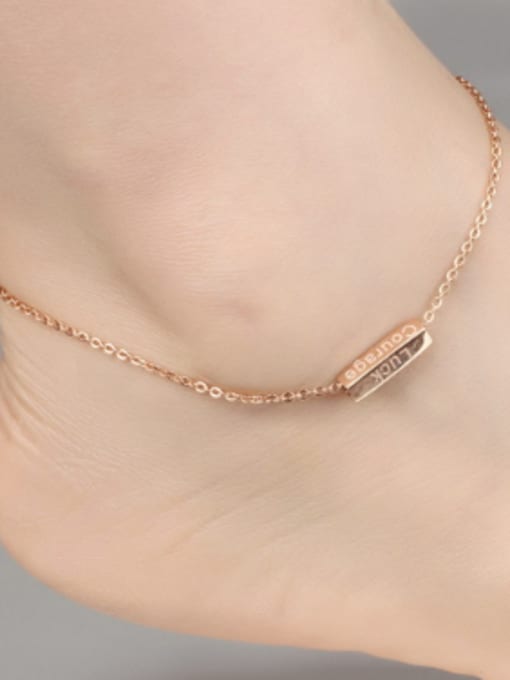 Open Sky Simple Rose Gold Plated Wisdom Titanium Anklet 1