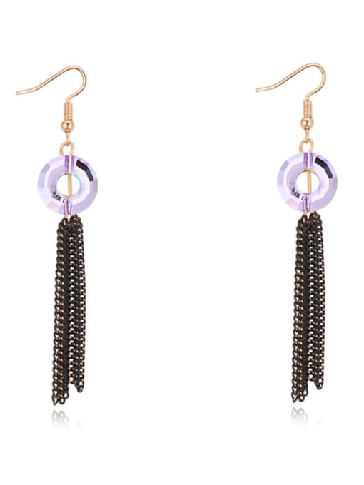 QIANZI Fashion Hollow Round austrian Crystals Tassels Alloy Earrings 1