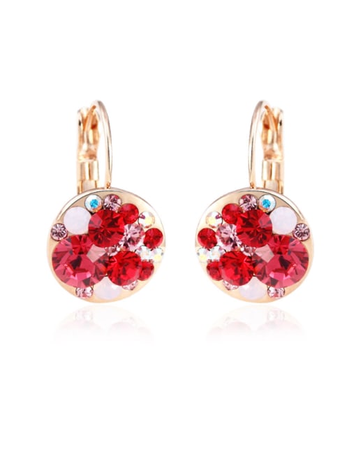 Rose Gold ,Red Chanson Elaine Crystal hook earring