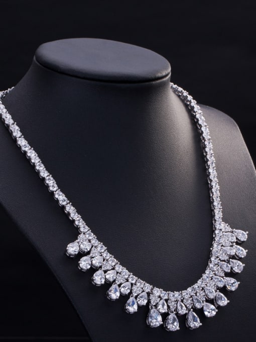 Platinum Elegant Wedding Accessories Two Pieces Jewelry Set