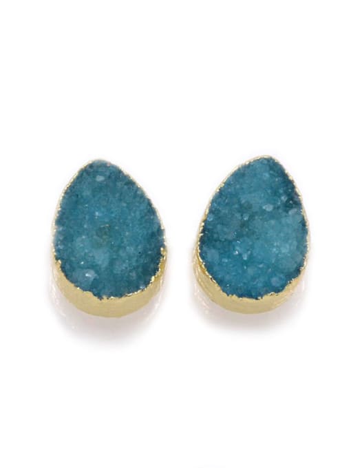Blue Tiny Water Drop shaped Natural Crystal Stud Earrings