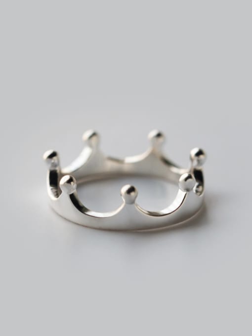 Rosh Delicate Crown Shaped S925 Silver Women Ring 0