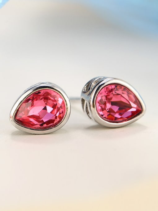 Red Copper Alloy White Gold Plated Water Drop Artificial Crystal stud Earring