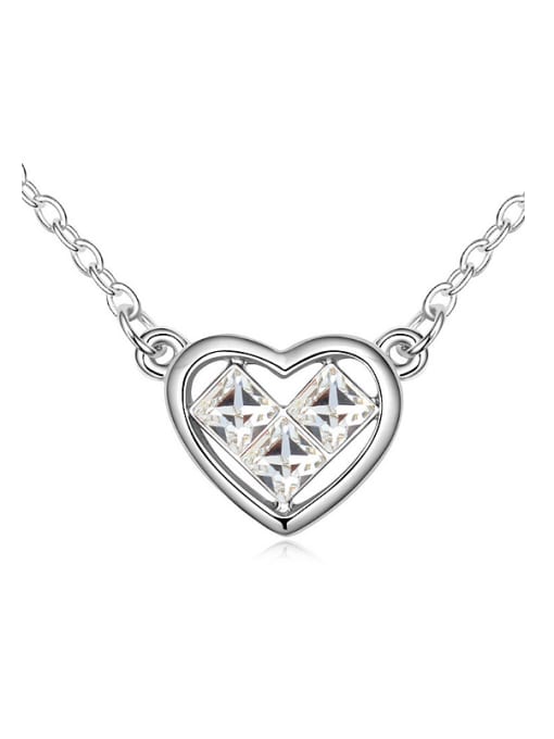 QIANZI Simple Square austrian Crystals Heart Pendant Alloy Necklace 0