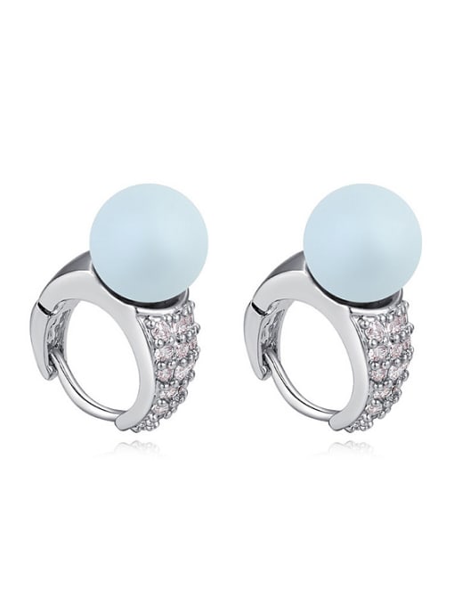 QIANZI Simple Imitation Pearl AAA Zirconais Alloy Earrings 2