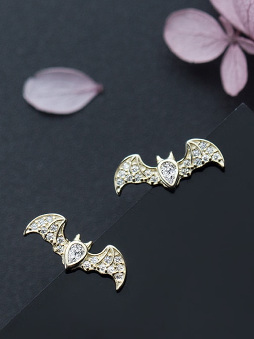 Rosh Sterling silver micro-inlay AAA zricon bat cute earrings 0