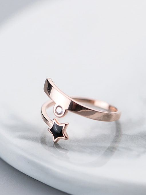 rose gold Personality Rose Gold Plated Star Shaped Enamel Ring