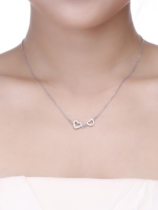 One Silver Heart-shaped Necklace 1