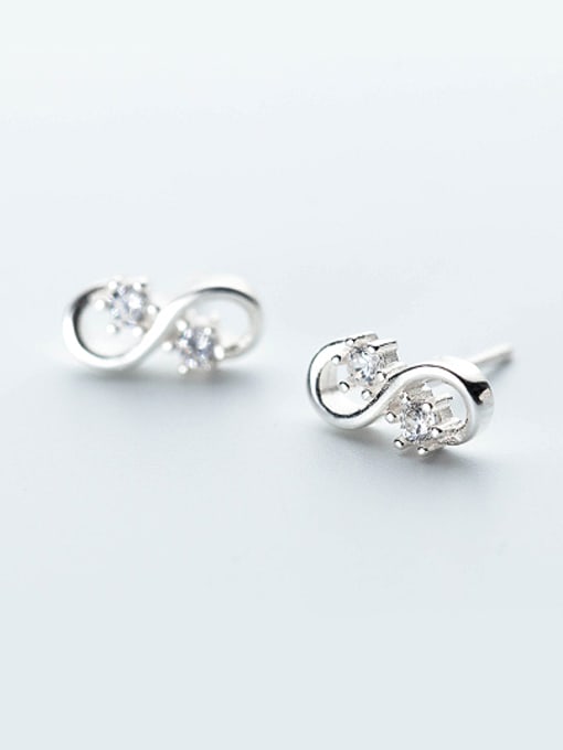 Rosh All-match Number Eight Shaped Zircon S925 Silver Stud Earrings 0