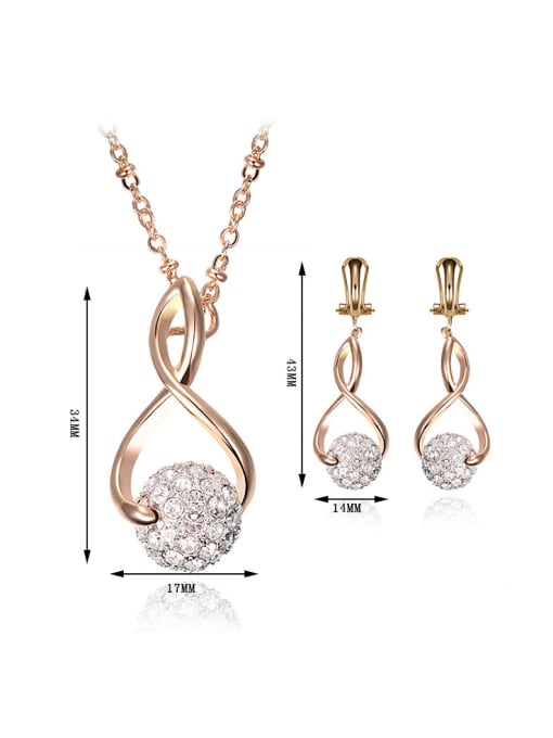 BESTIE Alloy Imitation-gold Plated Fashion Eight-shaped CZ Two Pieces Jewelry Set 2
