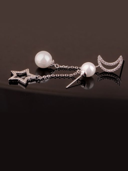 Qing Xing The Hollow Moon Star Bead Pendant  Fashion threader earring 1