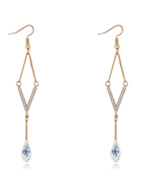 gold Fashion austrian Crystals Alloy Rhombus Drop Earrings