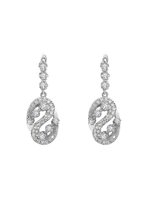 Platinum High-grade Letter S Shaped AAA Zircon Drop Earrings