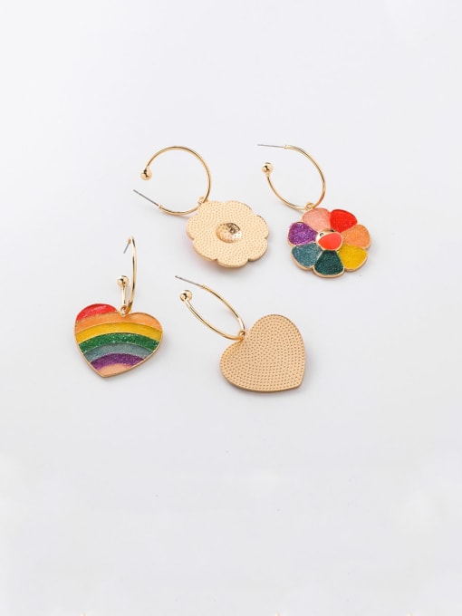 Girlhood Alloy With Rose Gold Plated Fashion Rainbow Heart Shaped Flower  Drop Earrings 2