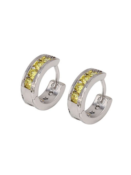 Green Copper Alloy White Gold Plated Fashion Zircon Clip clip on earring