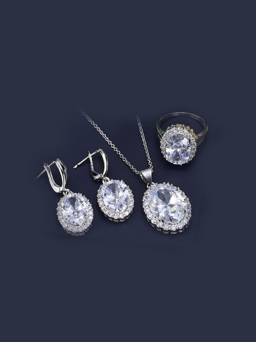 L.WIN Oval Zircon Wedding Jewelry Set