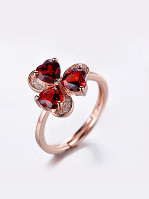 Deli Rose Gold Plated Gemstones Flowery Ring 0