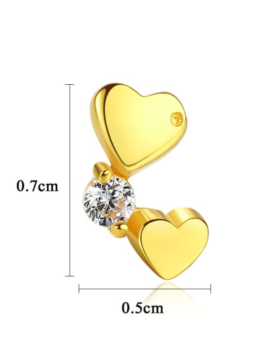 CCUI 925 Sterling Silver With Delicate Heart Stud Earrings 4