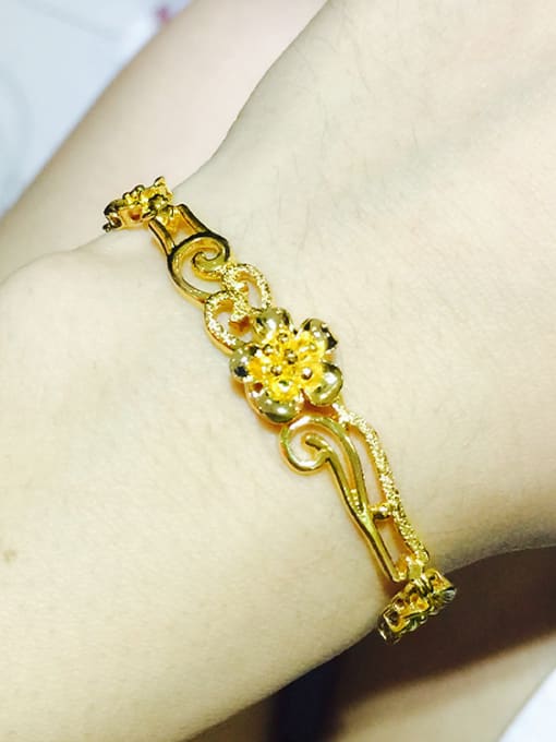 golden Gold Plated Flower Shaped Bracelet