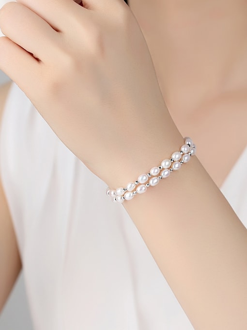 CCUI Pure Silver Freshwater Pearl double Bracelet 1