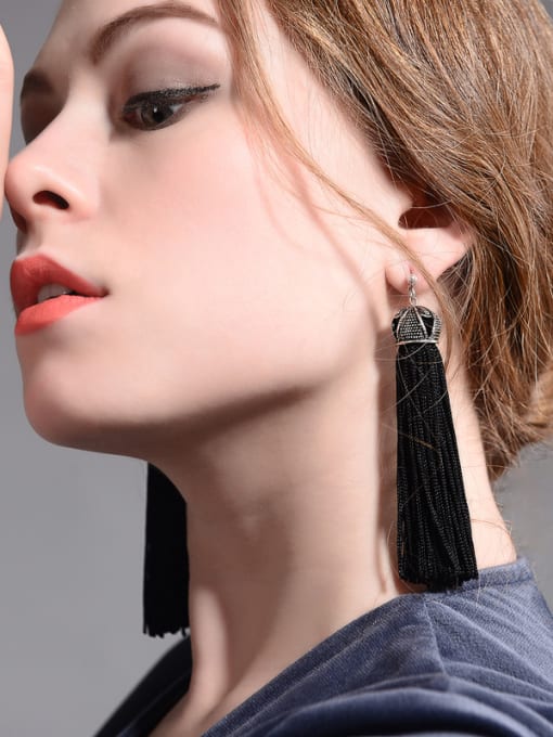 KM Elegant Long Tassel Temperament Fashion Drop Earrings 3