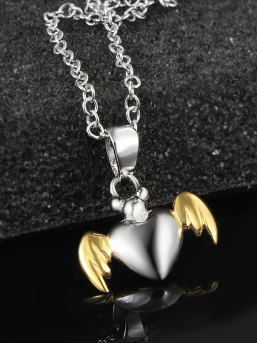 SANTIAGO Fashion Little Heart Gold Plated Wings 925 Sterling Silver Pendant 1