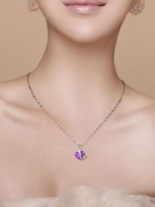 RANSSI Fashion Heart Zircon Pendant Copper Necklace 1