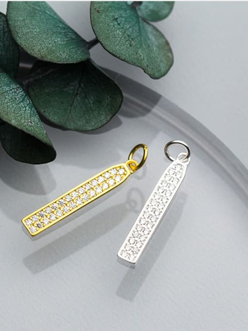 FAN 925 Sterling Silver With 18k Gold Plated Delicate Square Charms 2