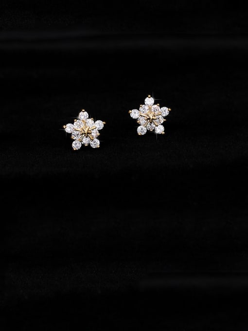 Mo Hai Copper With Cubic Zirconia Cute Flower Stud Earrings