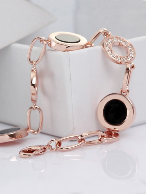 OUXI Women Simple Style Rose Gold Round Shaped Crystal Bracelet 2