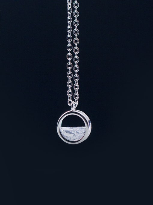 Rosh S925 silver Simple hollow Round drill necklace
