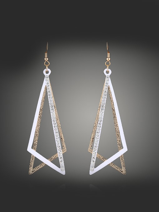 Wei Jia Fashion Hollow Triangle Rhinestones Double Color Alloy Acrylic Earrings 0