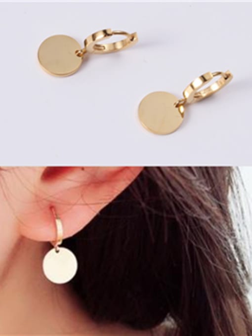 GROSE Titanium With Gold Plated Simplistic Round Drop Earrings 1