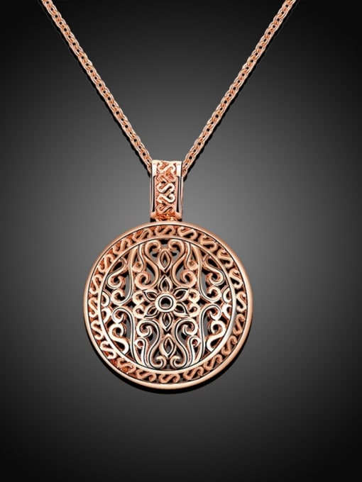 Rose Gold Women Exquisite Hollow Flower Shaped Necklace