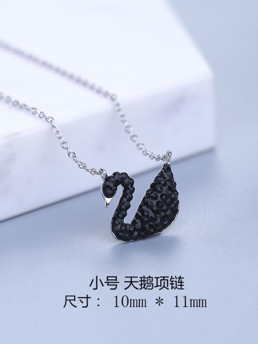 Small,Black 925 Silver Swan Necklace