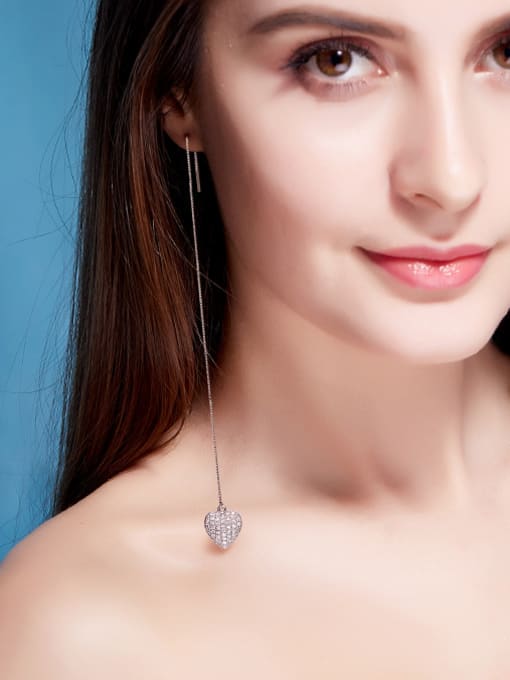 CEIDAI S925  Silver Heart-shaped threader earring 1
