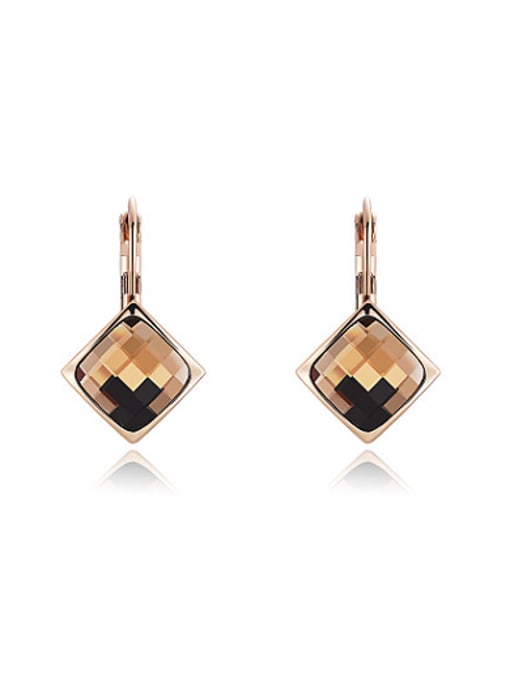 Ronaldo Champagne Square Shaped Austria Crystal Drop Earrings