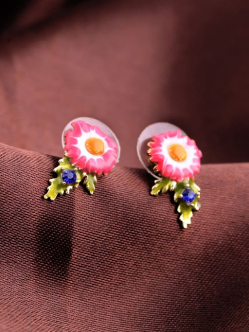 KM Lovely Flower Enamel stud Earring 1