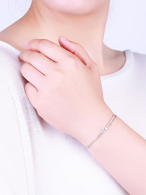One Silver Women Fashion Style Zircon Bracelet 1