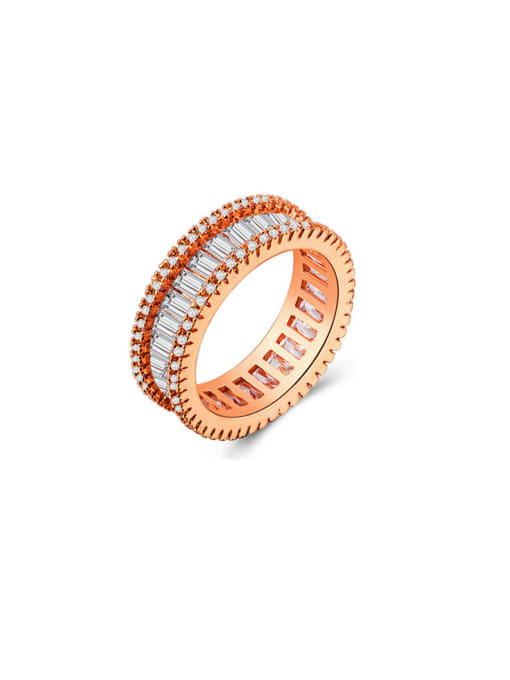 Rose Copper With Cubic Zirconia  Simplistic Geometric Rings