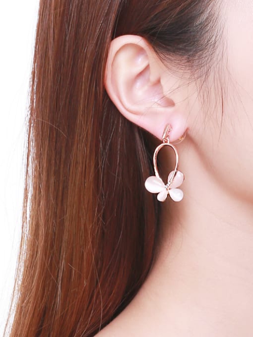 OUXI Temperament Flower-shaped Zircon drop earring 1