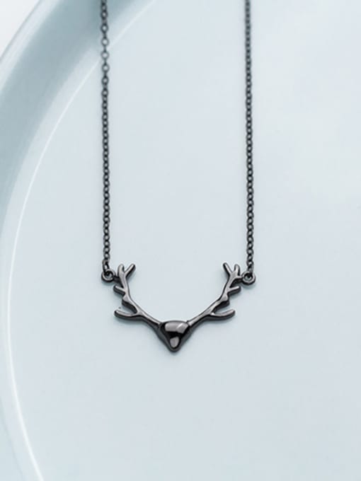 Rosh Exquisite Black Deer Shaped S925 Silver Necklace