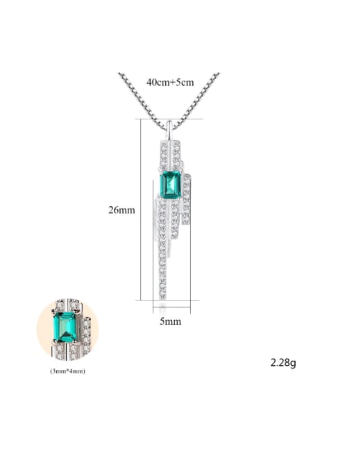 CCUI Sterling silver emerald inlaid zircon geometric necklace 3