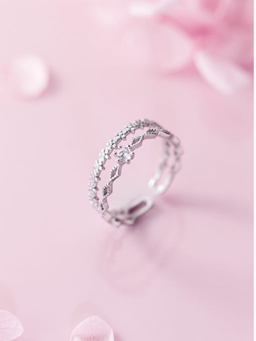 Rosh 925 Sterling Silver With Platinum Plated Delicate Lace Rings 2